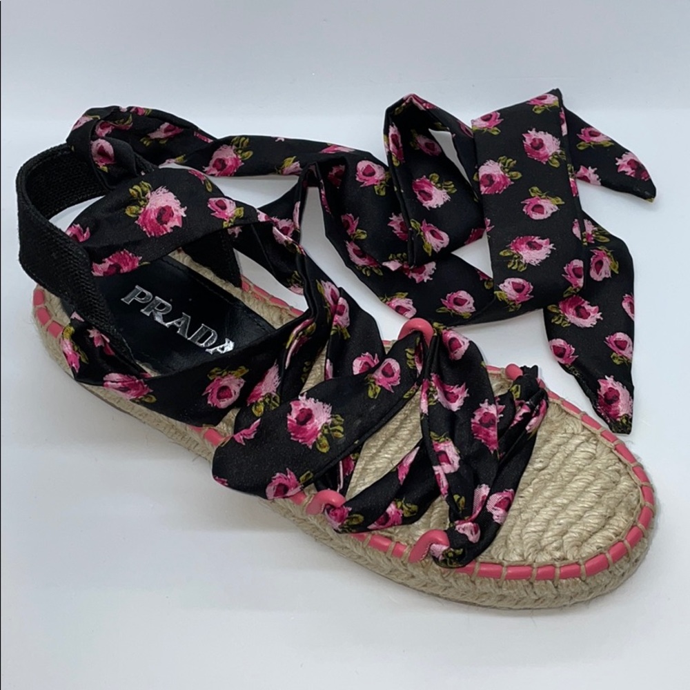 Prada floral low platform espadrilles sandal (37)